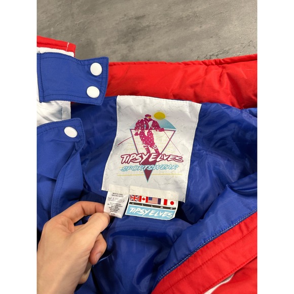 Tipsy Elves Ski Suit Mens L American Flag USA Stars Stripes One Piece Snow Suit - Picture 2 of 9